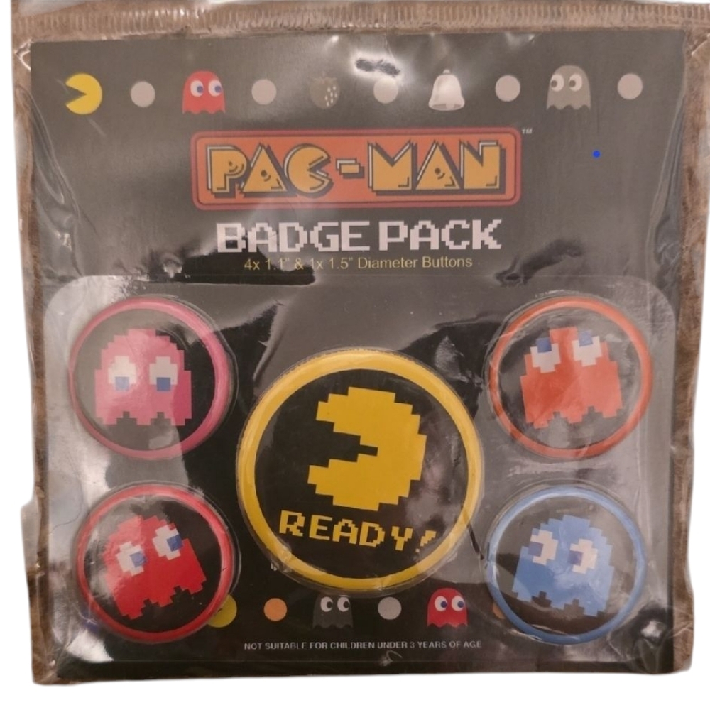 Pac-Man Badge Pack with Colorful Ghosts